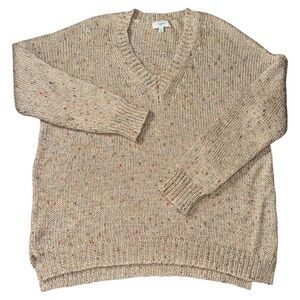 EUC HAYDEN LOS ANGELES WOMENS MEDIUM V-NECK TAN SWEATER WARM CHEAP SKI